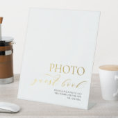 Elegant Gold Photo Guest Book Wedding Reclamebord Met Voetstuk (Insitu)