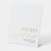 Elegant Gold Photo Guest Book Wedding Reclamebord Met Voetstuk (Voorkant)