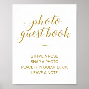 Elegant Gold Photo Guest Book WeduwSign Poster