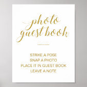 Elegant Gold Photo Guest Book WeduwSign Poster (Voorkant)