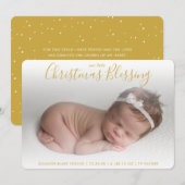 Elegant Gold Photo Holiday Birth Announance Feestdagenkaart (Voorkant / Achterkant)