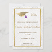 Elegant Gold Photo Pet Paars Afstuderen Aankondiging (Voorkant)