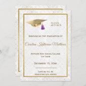 Elegant Gold Photo Pet Paars Afstuderen Aankondiging (Voorkant / Achterkant)