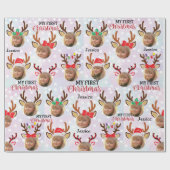 Elegant Gold Photo Reindean Custom Kerstmis Wra Cadeaupapier (Vlak)