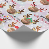 Elegant Gold Photo Reindean Custom Kerstmis Wra Cadeaupapier (Hoek)