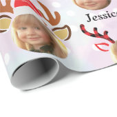 Elegant Gold Photo Reindean Custom Kerstmis Wra Cadeaupapier (Rol Hoek)