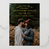 Elegant Gold Photo Save the Date Folie Uitnodiging (Voorkant)