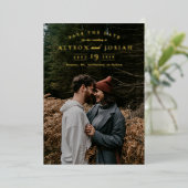 Elegant Gold Photo Save the Date Folie Uitnodiging (Staand Voorkant)