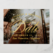 Elegant Gold Photo Save the Date Folie Uitnodiging Briefkaart (Voorkant)