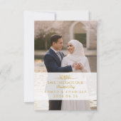 Elegant Gold Photo Save the Date Islamic Wedding  (Voorkant)