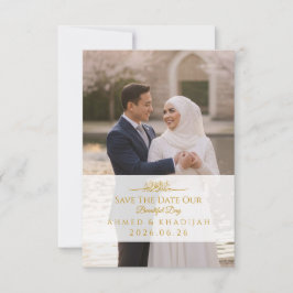 Elegant Gold Photo Save the Date Islamic Wedding 