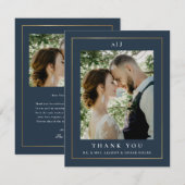 Elegant Gold Photo Wedding Bedankkaart (Voorkant / Achterkant)