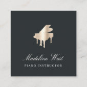 Elegant Gold Piano Instructor Music Teacher Vierkante Visitekaartje (Voorkant)
