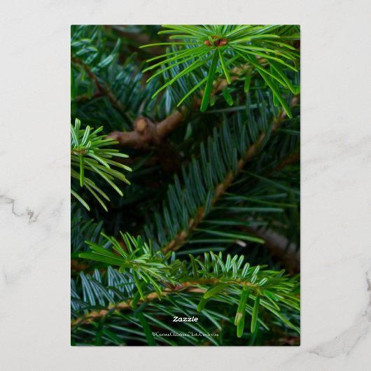 Elegant Gold Pine Red Bow-kerstfoto Folie Feestdagenkaart (Achterkant)