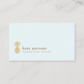 Elegant Gold Pineappel Pastel BLue Visitekaartje (Voorkant)