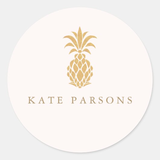 Elegant Gold Pineappel Ronde Sticker (Voorkant)
