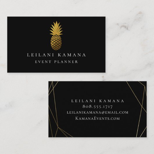 Elegant Gold Pineappel Visitekaartje (Voorkant / Achterkant)