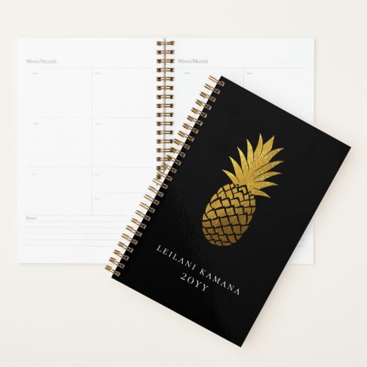Elegant Gold Pineappel | Zwart Planner (Display)