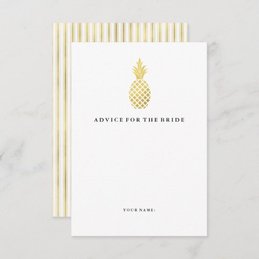 Elegant Gold Pineapple Advice voor de Bride Advieskaart (Voorkant / Achterkant)