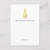 Elegant Gold Pineapple Advice voor de Bride Advieskaart (Voorkant)