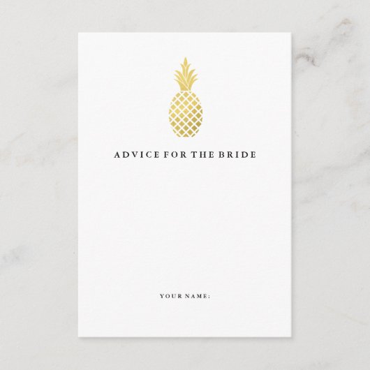 Elegant Gold Pineapple Advice voor de Bride Advieskaart (Voorkant)