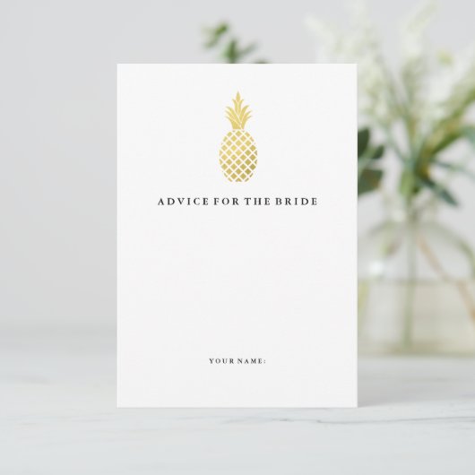 Elegant Gold Pineapple Advice voor de Bride Advieskaart (Staand voorkant)