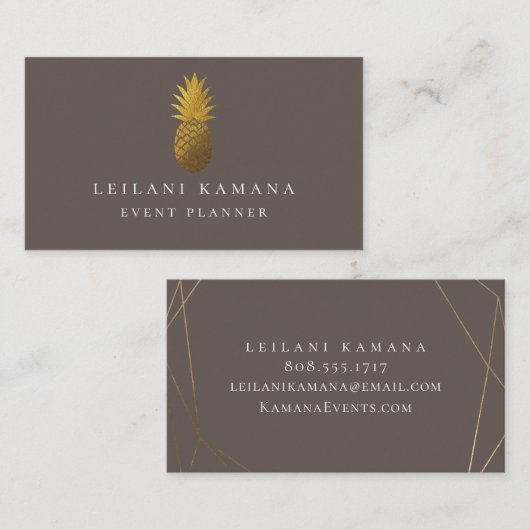 Elegant Gold Pineapple Granite Brown Visitekaartje (Voorkant / Achterkant)