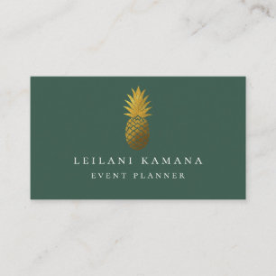 Elegant Gold Pineapple Hunter Green Visitekaartje