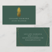 Elegant Gold Pineapple Hunter Green Visitekaartje (Voorkant / Achterkant)
