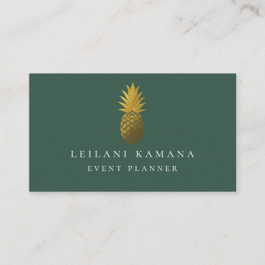 Elegant Gold Pineapple Hunter Green Visitekaartje (Voorkant)