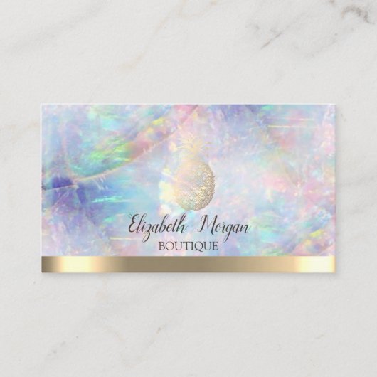 Elegant Gold Pineapple Opal Visitekaartje (Voorkant)