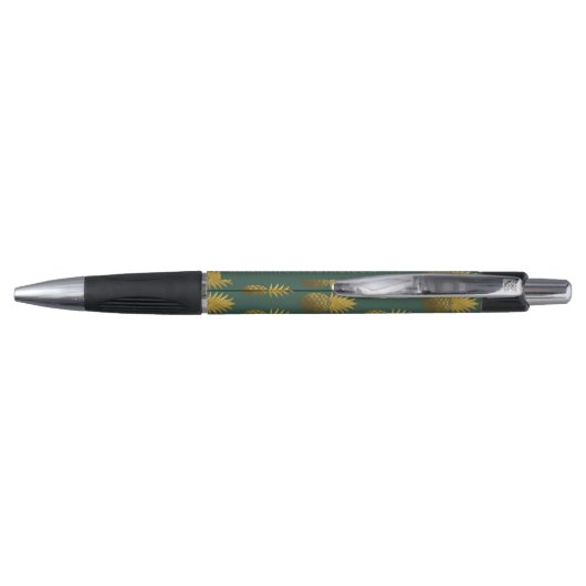 Elegant Gold Pineapple Pattern Green Pen (Achterkant)