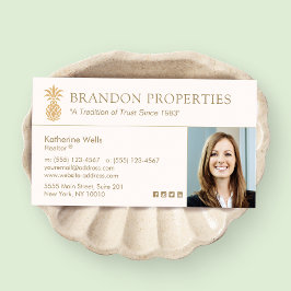 Elegant Gold Pineapple Real Estate Agent Photo BU Visitekaartje