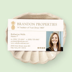 Elegant Gold Pineapple Real Estate Agent Photo BU Visitekaartje