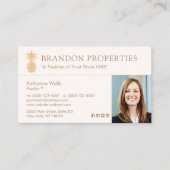Elegant Gold Pineapple Real Estate Agent Photo BU Visitekaartje (Voorkant)