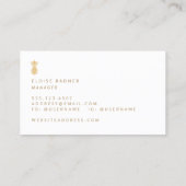 Elegant Gold Pineapple Roze Visitekaartje (Achterkant)