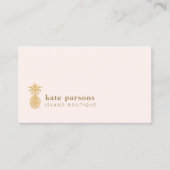 Elegant Gold Pineapple Roze Visitekaartje (Voorkant)