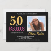 Elegant Gold Pink 50e verjaardag Uitnodiging (Voorkant)