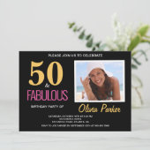 Elegant Gold Pink 50e verjaardag Uitnodiging (Staand voorkant)