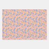 Elegant Gold Pink Blue Arabesque Swirl Patroon Inpakpapier Vel (Voorkant 3)