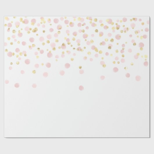 Elegant Gold Pink Dot Confetti Cadeaupapier (Vlak)