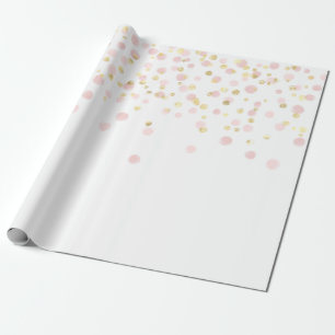 Elegant Gold Pink Dot Confetti Cadeaupapier