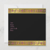 Elegant Gold Pink Floral 50e verjaardag Black Kaart (Achterkant)