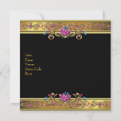 Elegant Gold Pink Floral 50e verjaardag Black Kaart (Achterkant)