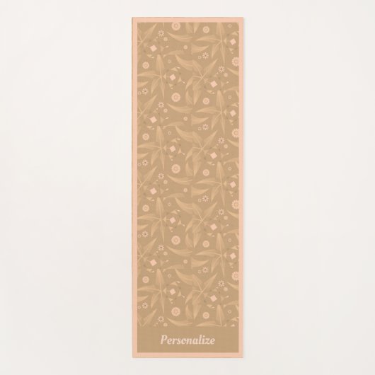 Elegant Gold Pink Foliage Leaves Pattern Zen Yoga Yogamat (Voorkant)