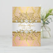 Elegant Gold Pink  Glamor Quinceanera Kaart (Staand voorkant)