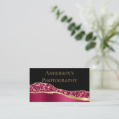 Elegant Gold Pink Glitter Visitekaartje (Staand voorkant)