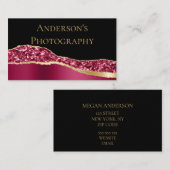 Elegant Gold Pink Glitter Visitekaartje (Voorkant / Achterkant)