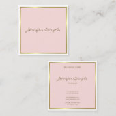 Elegant Gold Pink Hand Script Font Text Modern Vierkante Visitekaartje (Voorkant / Achterkant)