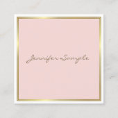 Elegant Gold Pink Hand Script Font Text Modern Vierkante Visitekaartje (Voorkant)